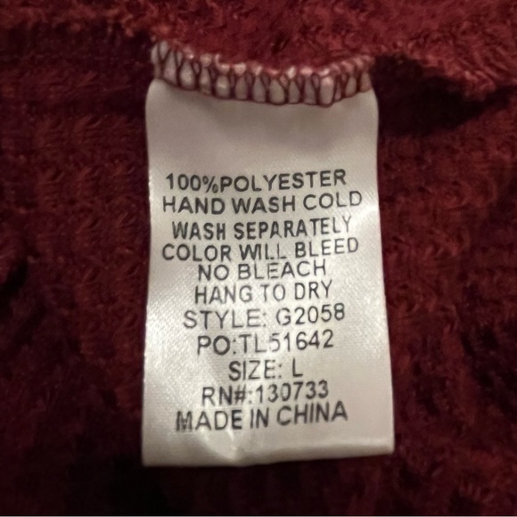 Umgee Waffle Knit Burgundy Midi oversized Dress sz Large - Picture 12 of 14